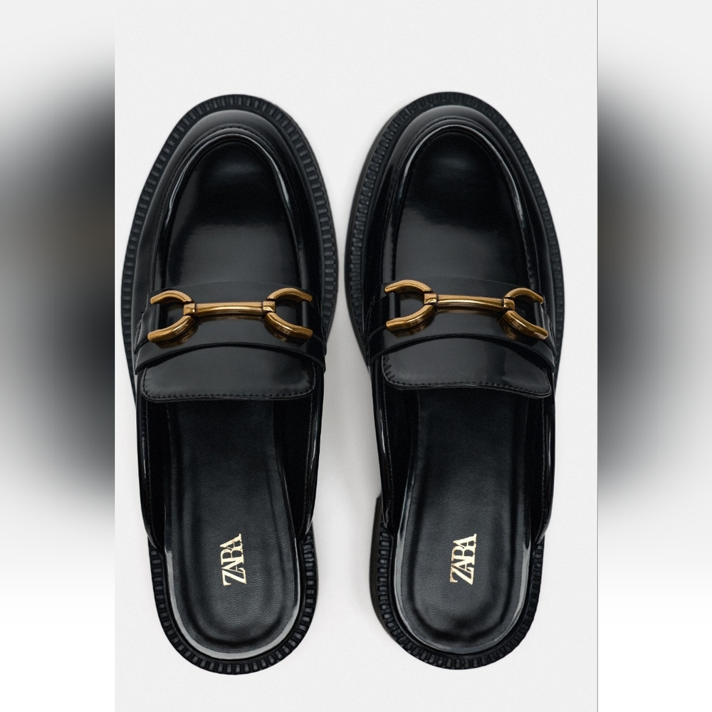 Open back black loafers Zara 7us